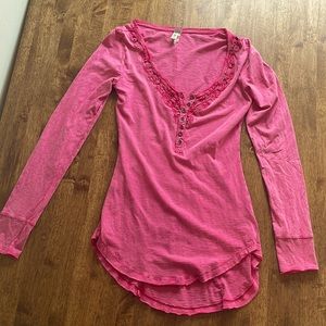 100% Cotton We The Free Pink Long Sleeve Shirt